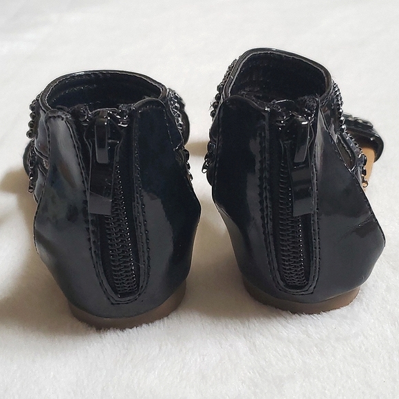 Black Rhinestone & Metal Zip Back Sandals Baby Girl Size 5 Shoes - Picture 8 of 11